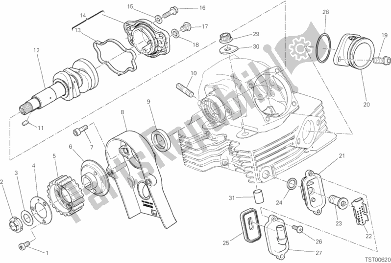 Todas as partes de Cabeça Do Cilindro Vertical - Cronometragem do Ducati Scrambler 1100 Special Thailand 2020